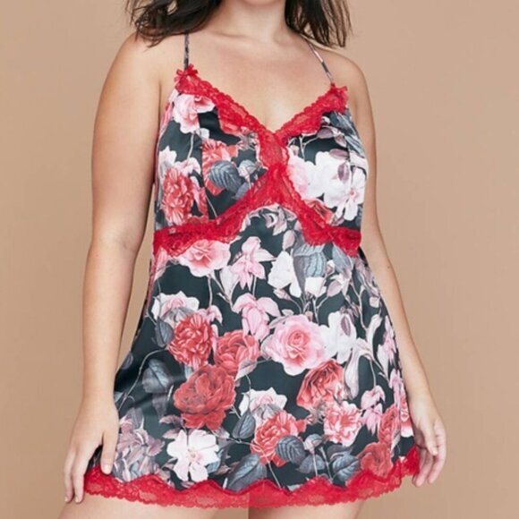 CACIQUE LANE BRYANT Plus Size Rose Bloom Floral Print / Lace Chemise Lingerie 4X - Picture 4 of 16